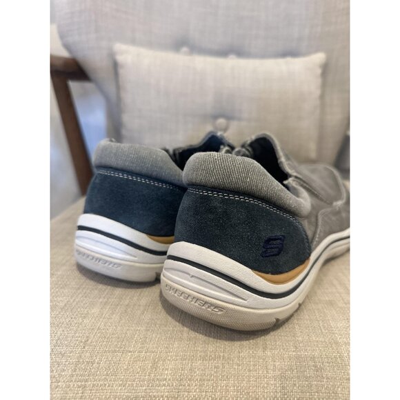 Skechers Shoes Mens Size 13 Gray Blue Relaxed Fit Memory Foam Slip On Comfort - Picture 6 of 9